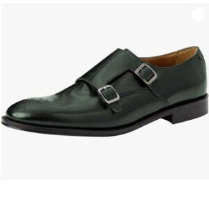 FSJ Men's Double Monk Strap Dress Loafers with Buckle Round Toe ,Green Shoes